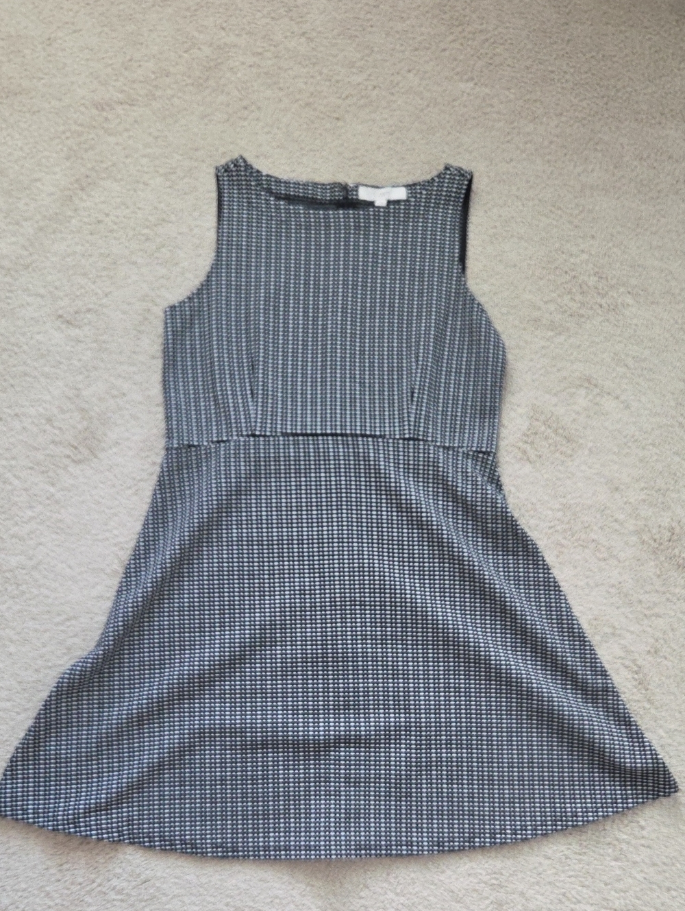 LOFT Black & White Sleeveless Fit-and-Flare Dress